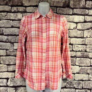 Talbots Pink & White Button Down Blouse Size XS